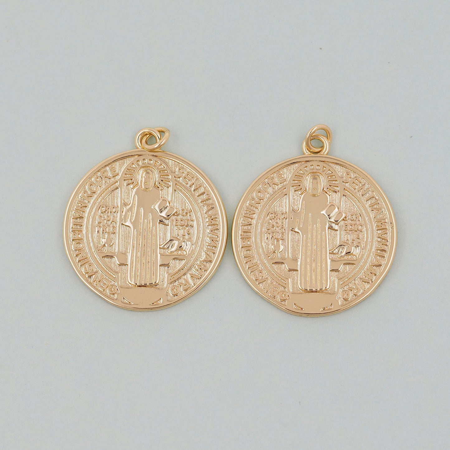 Gold Double sided Charms,18K Gold Filled Cross Pendant,Jesus Charm Bracelet Necklace for DIY Jewelry Making Supply