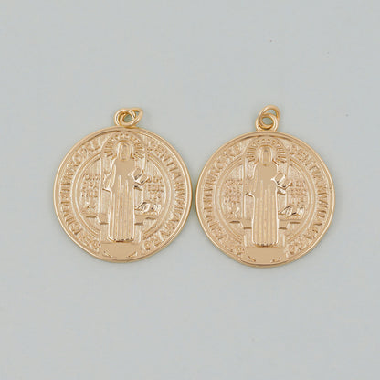 Gold Double sided Charms,18K Gold Filled Cross Pendant,Jesus Charm Bracelet Necklace for DIY Jewelry Making Supply