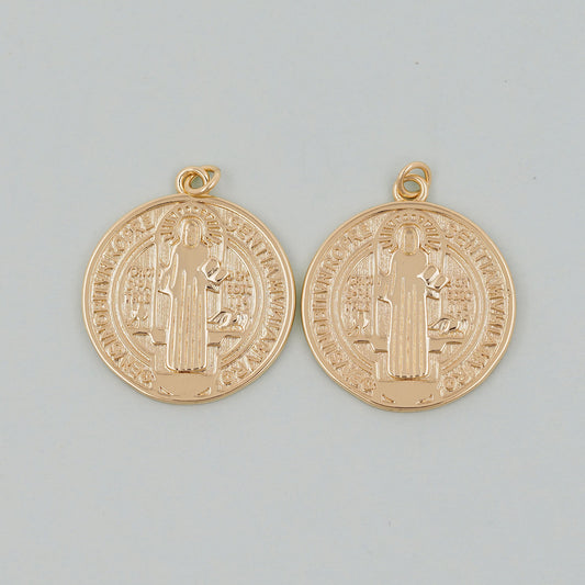 Gold Double sided Charms,18K Gold Filled Cross Pendant,Jesus Charm Bracelet Necklace for DIY Jewelry Making Supply