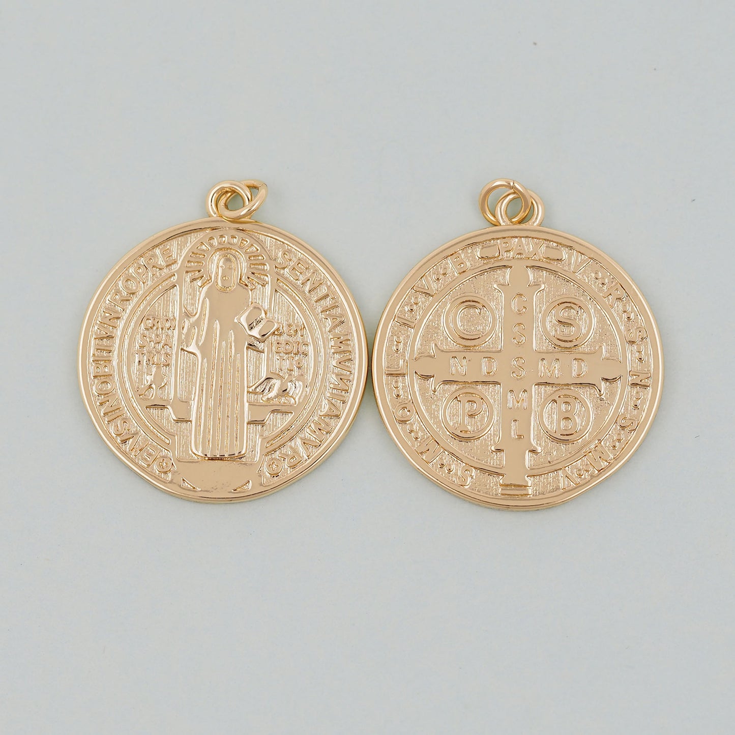 Gold Double sided Charms,18K Gold Filled Cross Pendant,Jesus Charm Bracelet Necklace for DIY Jewelry Making Supply