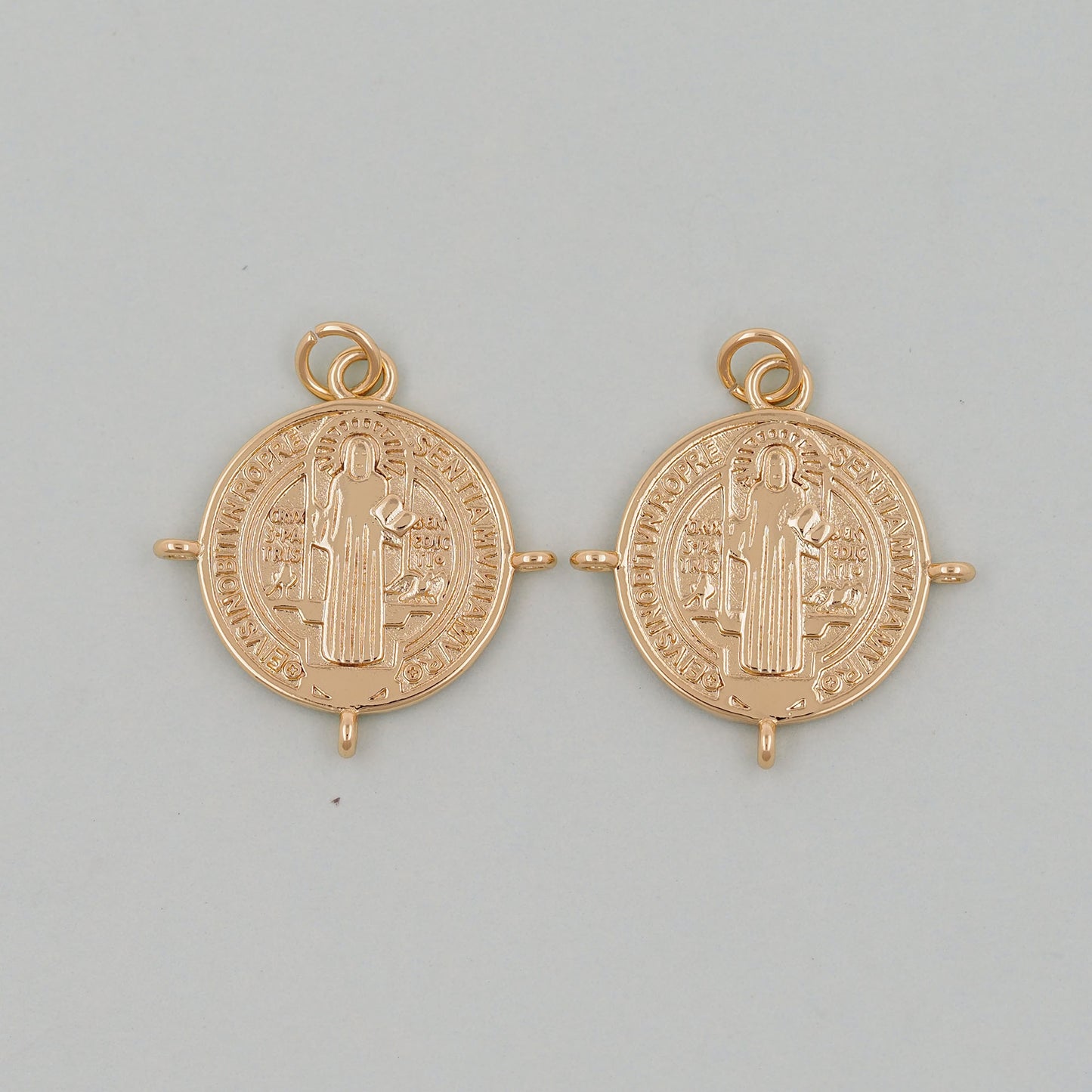 Gold Double sided Charms,18K Gold Filled Cross Pendant,Jesus Charm Bracelet Necklace for DIY Jewelry Making Supply