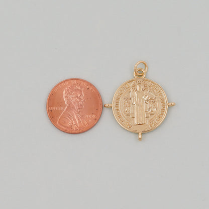 Gold Double sided Charms,18K Gold Filled Cross Pendant,Jesus Charm Bracelet Necklace for DIY Jewelry Making Supply