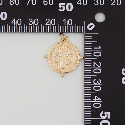 Gold Double sided Charms,18K Gold Filled Cross Pendant,Jesus Charm Bracelet Necklace for DIY Jewelry Making Supply