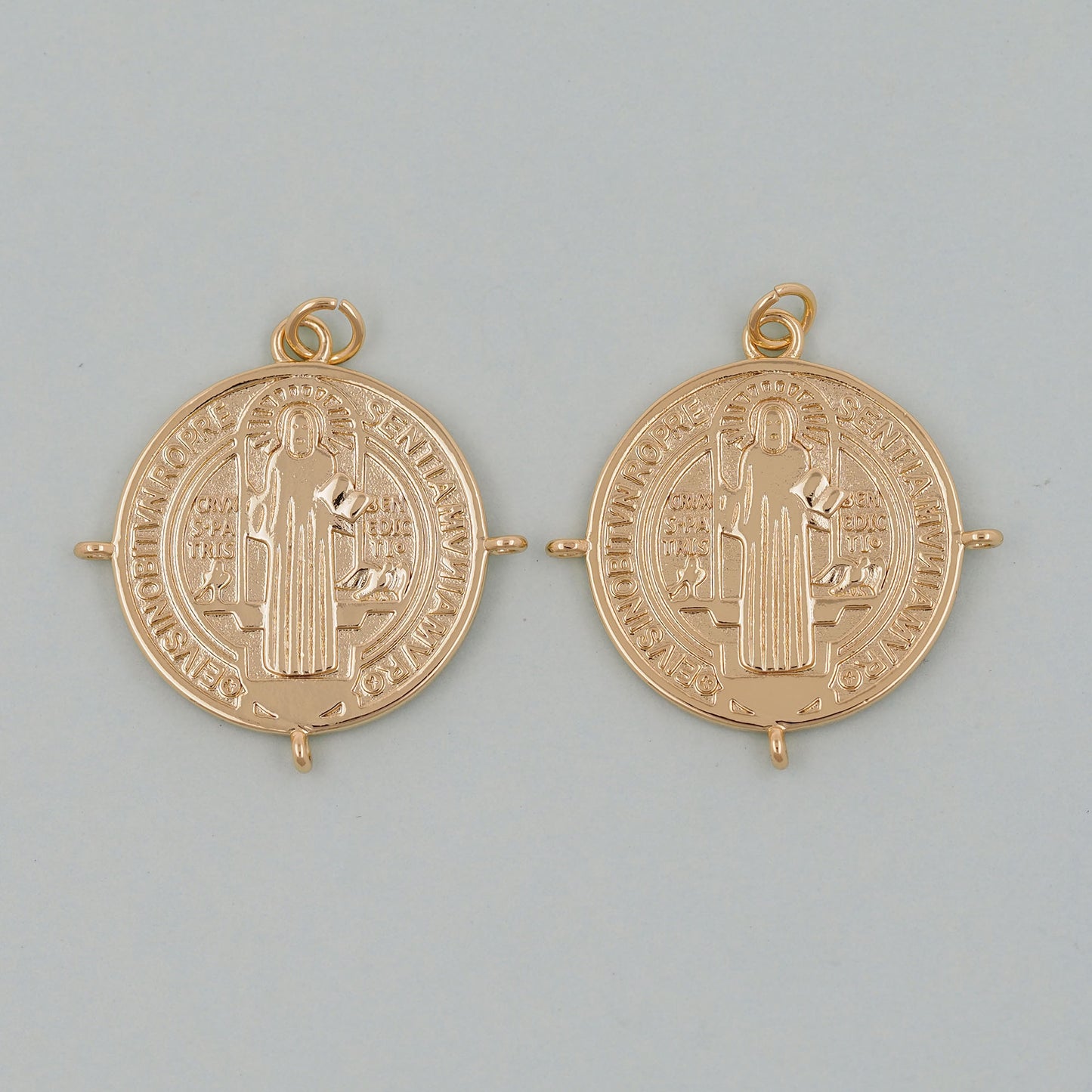 Gold Double sided Charms,18K Gold Filled Cross Pendant,Jesus Charm Bracelet Necklace for DIY Jewelry Making Supply