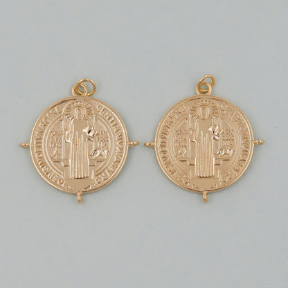 Gold Double sided Charms,18K Gold Filled Cross Pendant,Jesus Charm Bracelet Necklace for DIY Jewelry Making Supply