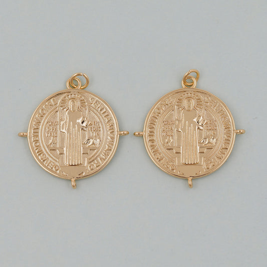 Gold Double sided Charms,18K Gold Filled Cross Pendant,Jesus Charm Bracelet Necklace for DIY Jewelry Making Supply