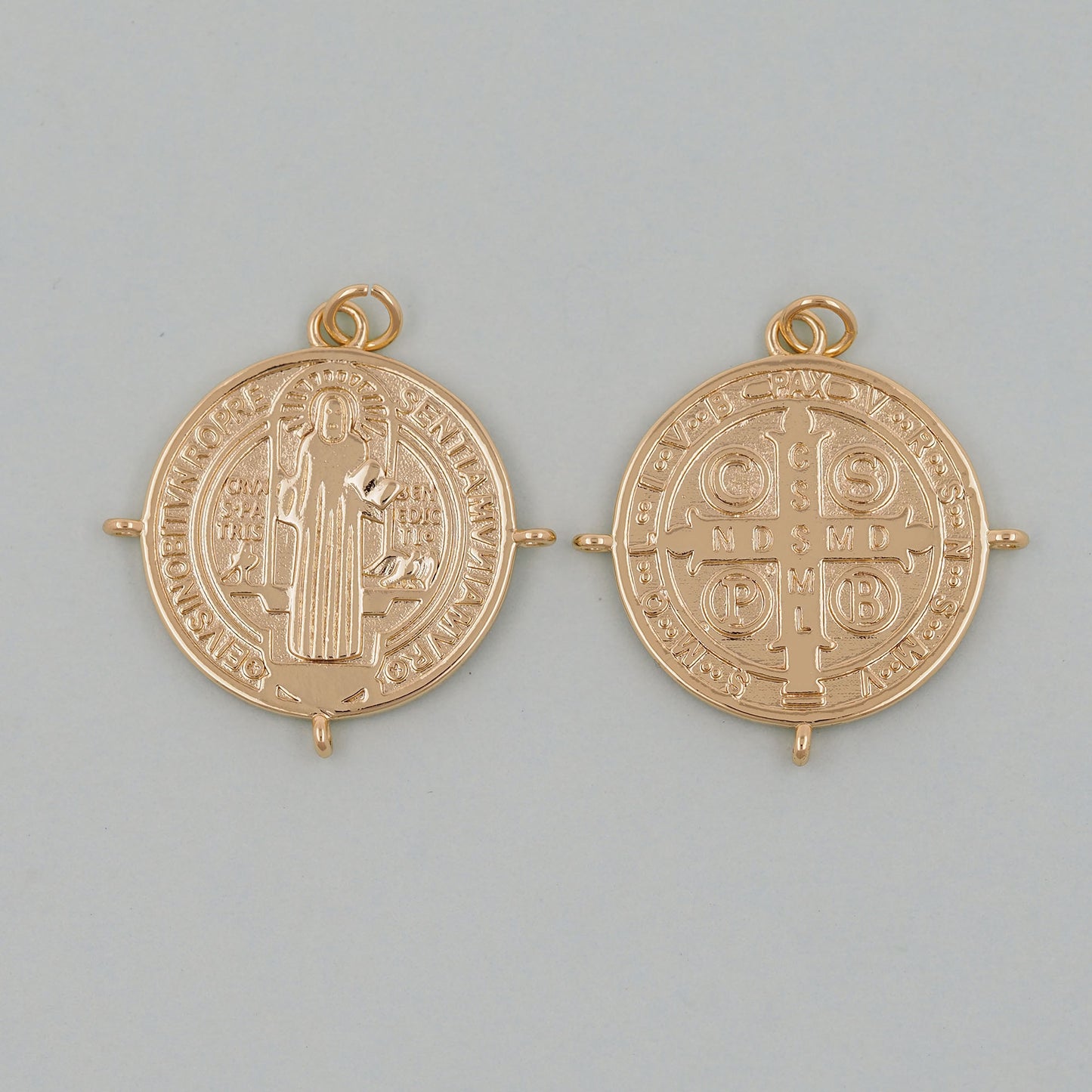 Gold Double sided Charms,18K Gold Filled Cross Pendant,Jesus Charm Bracelet Necklace for DIY Jewelry Making Supply