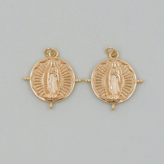 Gold Our Lady of Guadalupe Charms,18K Gold Filled virgin mary Pendant Charm Bracelet Necklace for DIY Jewelry Making Supply