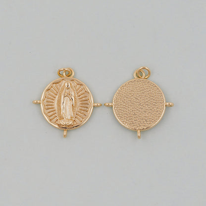 Gold Our Lady of Guadalupe Charms,18K Gold Filled virgin mary Pendant Charm Bracelet Necklace for DIY Jewelry Making Supply
