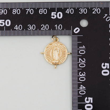 Gold Our Lady of Guadalupe Charms,18K Gold Filled virgin mary Pendant Charm Bracelet Necklace for DIY Jewelry Making Supply