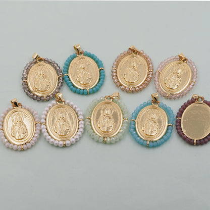 Gold  Jesus Carms,18K Gold Filled crystal Jesus Pendant,Jesus Charm Bracelet Necklace for DIY Jewelry Making Supply