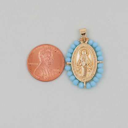 Gold Our Lady of Guadalupe Charms,18K Gold Filled crystal virgin mary Pendant Charm Bracelet Necklace for DIY Jewelry Making Supply