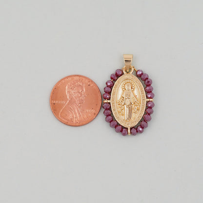 Gold Our Lady of Guadalupe Charms,18K Gold Filled crystal virgin mary Pendant Charm Bracelet Necklace for DIY Jewelry Making Supply