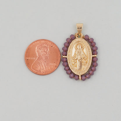 Gold Our Lady of Guadalupe Charms,18K Gold Filled crystal virgin mary Pendant Charm Bracelet Necklace for DIY Jewelry Making Supply