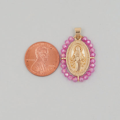 Gold Our Lady of Guadalupe Charms,18K Gold Filled crystal virgin mary Pendant Charm Bracelet Necklace for DIY Jewelry Making Supply