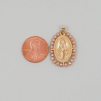 Gold Our Lady of Guadalupe Charms,18K Gold Filled crystal virgin mary Pendant Charm Bracelet Necklace for DIY Jewelry Making Supply
