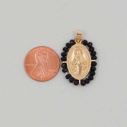 Gold Our Lady of Guadalupe Charms,18K Gold Filled crystal virgin mary Pendant Charm Bracelet Necklace for DIY Jewelry Making Supply