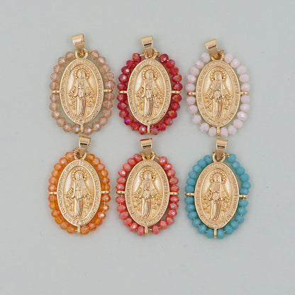 Gold Our Lady of Guadalupe Charms,18K Gold Filled crystal virgin mary Pendant Charm Bracelet Necklace for DIY Jewelry Making Supply