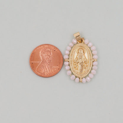 Gold Our Lady of Guadalupe Charms,18K Gold Filled crystal virgin mary Pendant Charm Bracelet Necklace for DIY Jewelry Making Supply