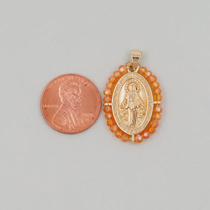 Gold Our Lady of Guadalupe Charms,18K Gold Filled crystal virgin mary Pendant Charm Bracelet Necklace for DIY Jewelry Making Supply