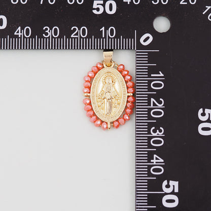 Gold Our Lady of Guadalupe Charms,18K Gold Filled crystal virgin mary Pendant Charm Bracelet Necklace for DIY Jewelry Making Supply