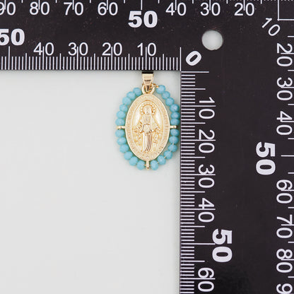 Gold Our Lady of Guadalupe Charms,18K Gold Filled crystal virgin mary Pendant Charm Bracelet Necklace for DIY Jewelry Making Supply
