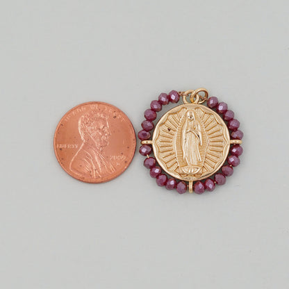 Gold Our Lady of Guadalupe Charms,18K Gold Filled crystal virgin mary Pendant Charm Bracelet Necklace for DIY Jewelry Making Supply