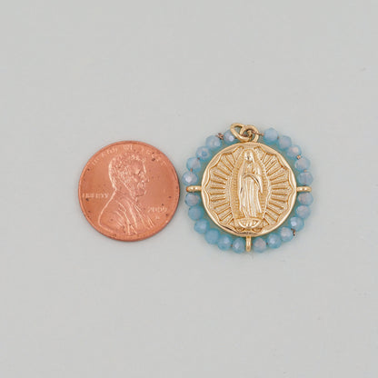 Gold Our Lady of Guadalupe Charms,18K Gold Filled crystal virgin mary Pendant Charm Bracelet Necklace for DIY Jewelry Making Supply