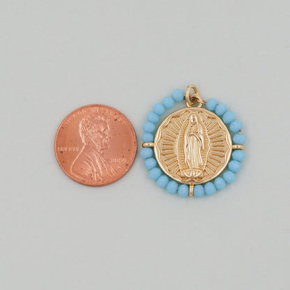Gold Our Lady of Guadalupe Charms,18K Gold Filled crystal virgin mary Pendant Charm Bracelet Necklace for DIY Jewelry Making Supply
