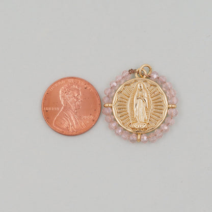 Gold Our Lady of Guadalupe Charms,18K Gold Filled crystal virgin mary Pendant Charm Bracelet Necklace for DIY Jewelry Making Supply