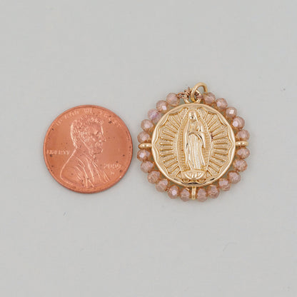Gold Our Lady of Guadalupe Charms,18K Gold Filled crystal virgin mary Pendant Charm Bracelet Necklace for DIY Jewelry Making Supply
