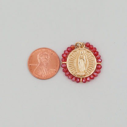 Gold Our Lady of Guadalupe Charms,18K Gold Filled crystal virgin mary Pendant Charm Bracelet Necklace for DIY Jewelry Making Supply