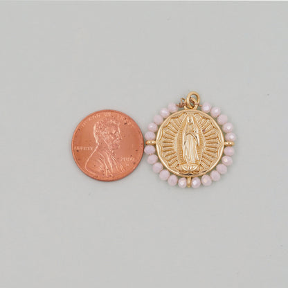 Gold Our Lady of Guadalupe Charms,18K Gold Filled crystal virgin mary Pendant Charm Bracelet Necklace for DIY Jewelry Making Supply
