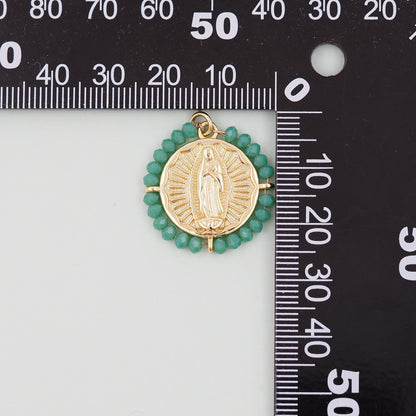 Gold Our Lady of Guadalupe Charms,18K Gold Filled crystal virgin mary Pendant Charm Bracelet Necklace for DIY Jewelry Making Supply
