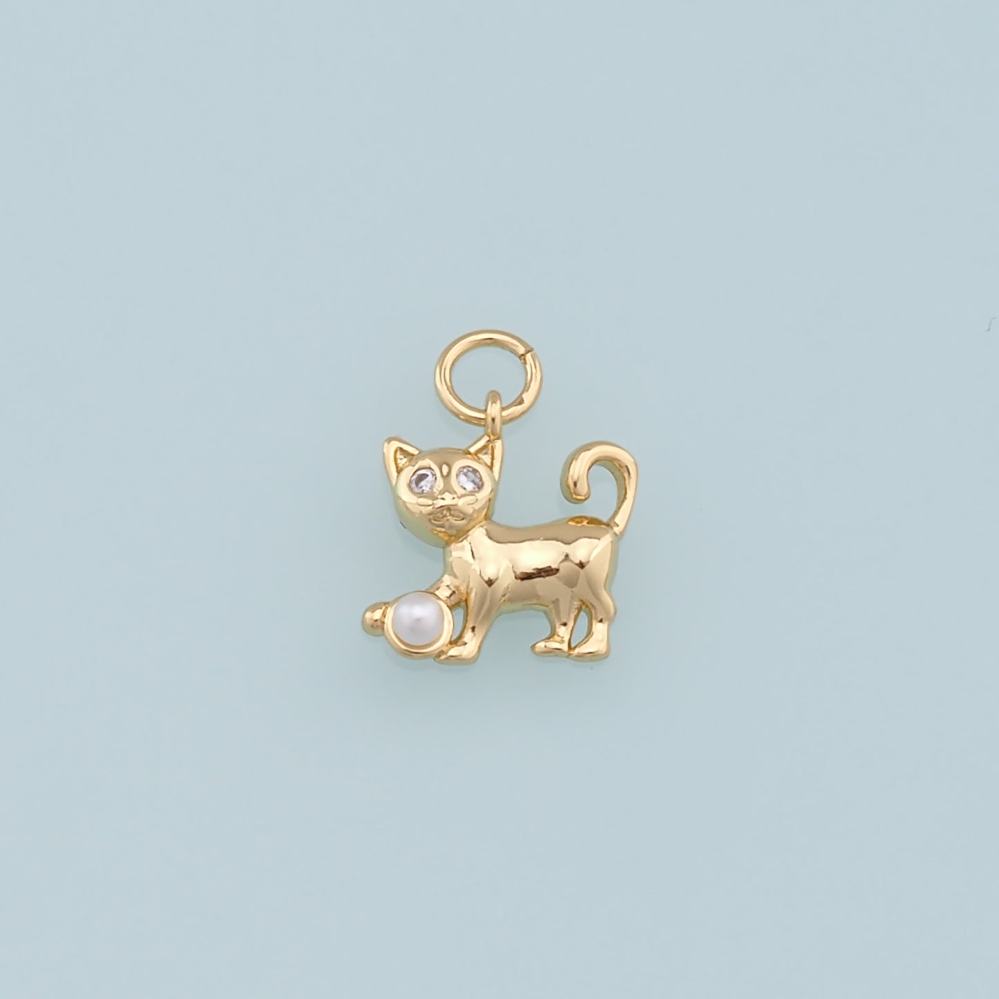 Gold Cat Charms,18K Gold Filled Cat Pendant,Cute Cat Charm Bracelet Necklace for DIY Jewelry Making Supply