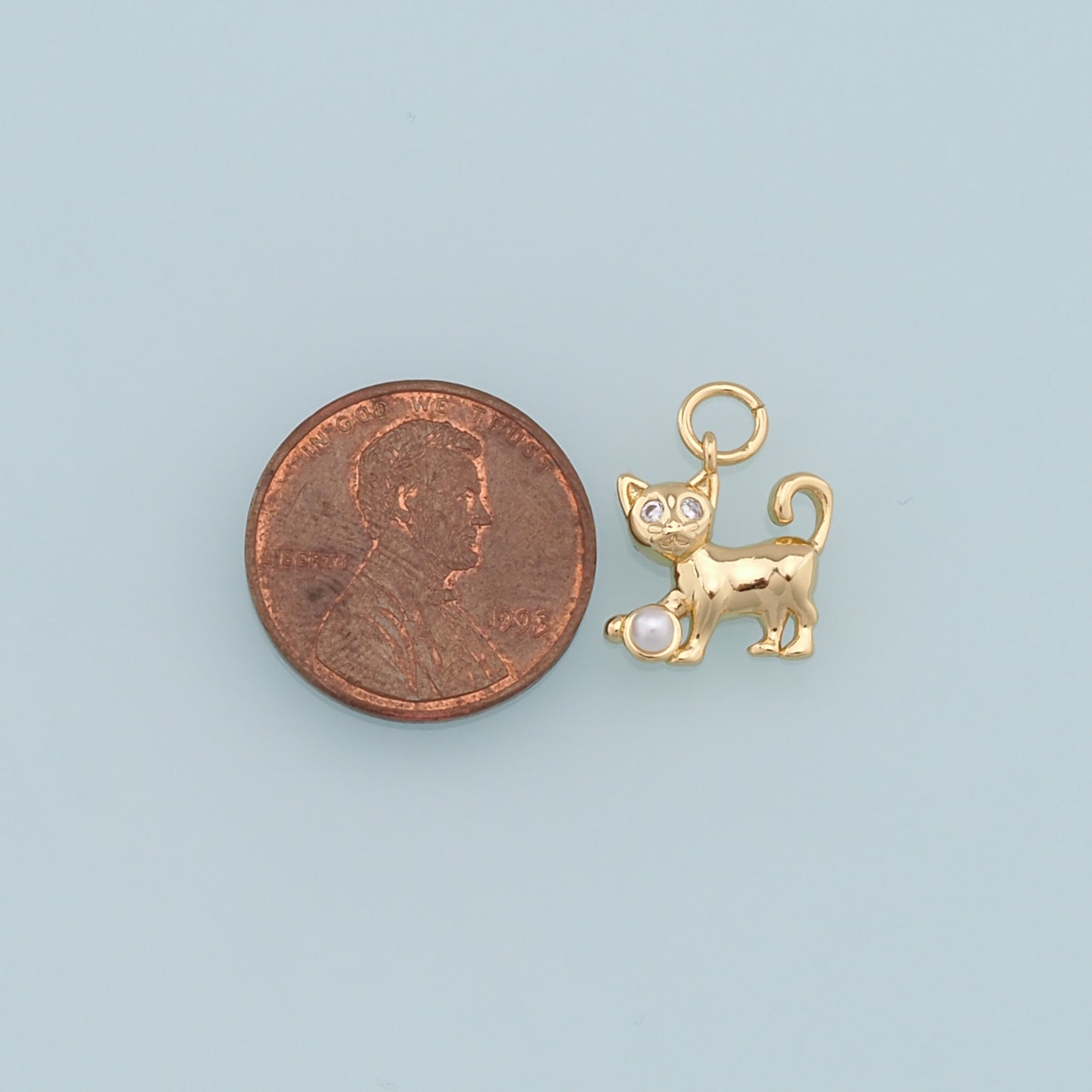 Gold Cat Charms,18K Gold Filled Cat Pendant,Cute Cat Charm Bracelet Necklace for DIY Jewelry Making Supply