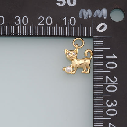 Gold Cat Charms,18K Gold Filled Cat Pendant,Cute Cat Charm Bracelet Necklace for DIY Jewelry Making Supply