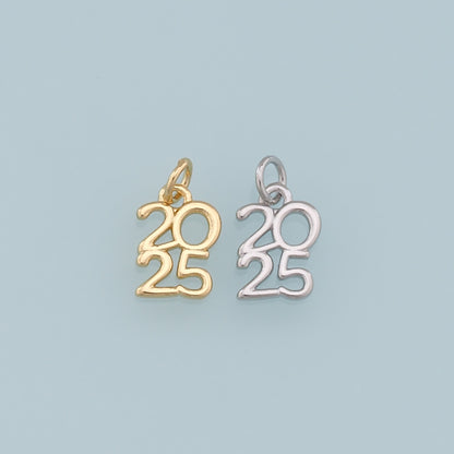 Gold 2025 Charms,18K Gold Filled 2025 Number Pendant,2025 Year Charms Bracelet Necklace for DIY Jewelry Making Supply