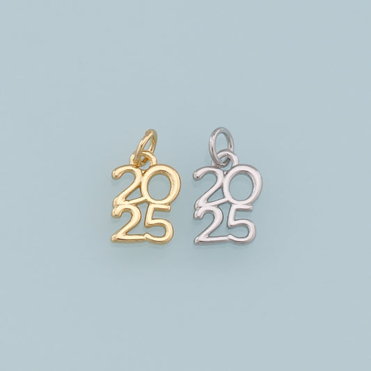 Gold 2025 Charms,18K Gold Filled 2025 Number Pendant,2025 Year Charms Bracelet Necklace for DIY Jewelry Making Supply