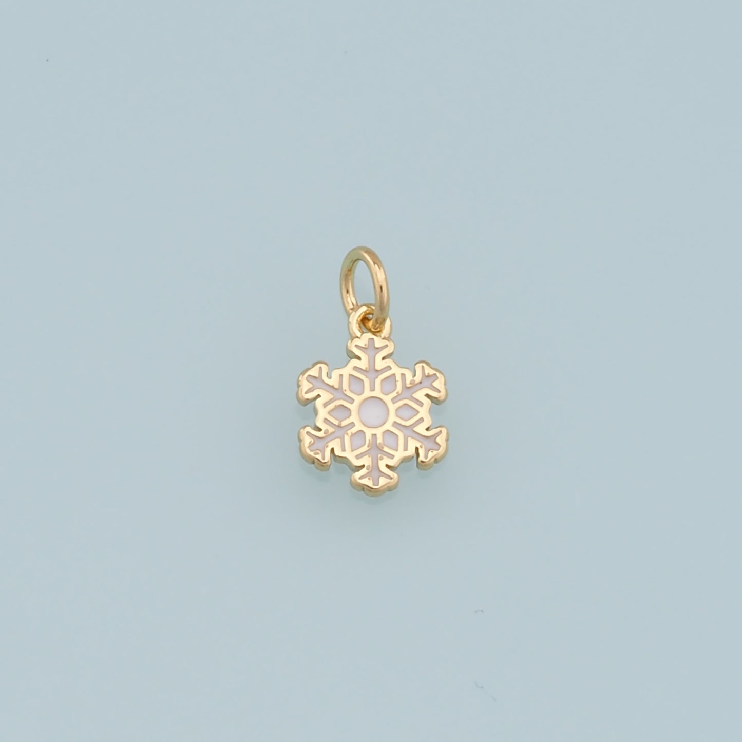 Gold Christmas Charms,18K Gold Filled Enamel Christmas snowflake Pendant Charm Bracelet Necklace for DIY Jewelry Making Supply