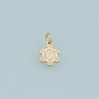 Gold Christmas Charms,18K Gold Filled Enamel Christmas snowflake Pendant Charm Bracelet Necklace for DIY Jewelry Making Supply