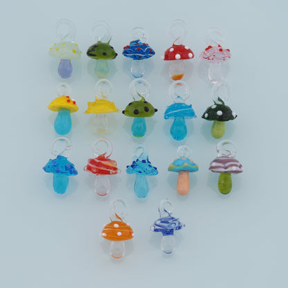 Glass Mushroom Charm,Mushroom pendant,Lampwork Colorful Mushroom Charm for DIY Jewelry Making Supply,Random Colors