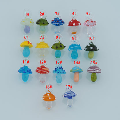 Glass Mushroom Charm,Mushroom pendant,Lampwork Colorful Mushroom Charm for DIY Jewelry Making Supply,Random Colors