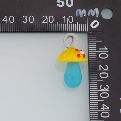 Glass Mushroom Charm,Mushroom pendant,Lampwork Colorful Mushroom Charm for DIY Jewelry Making Supply,Random Colors