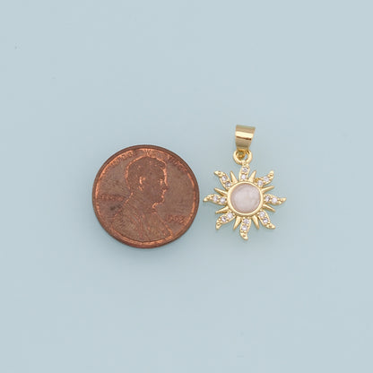 Gold CZ Sun Charms,18K Gold Filled Sun Pendant,Celestial Charm Bracelet Necklace for DIY Jewelry Making Supply