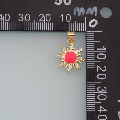 Gold CZ Sun Charms,18K Gold Filled Sun Pendant,Celestial Charm Bracelet Necklace for DIY Jewelry Making Supply