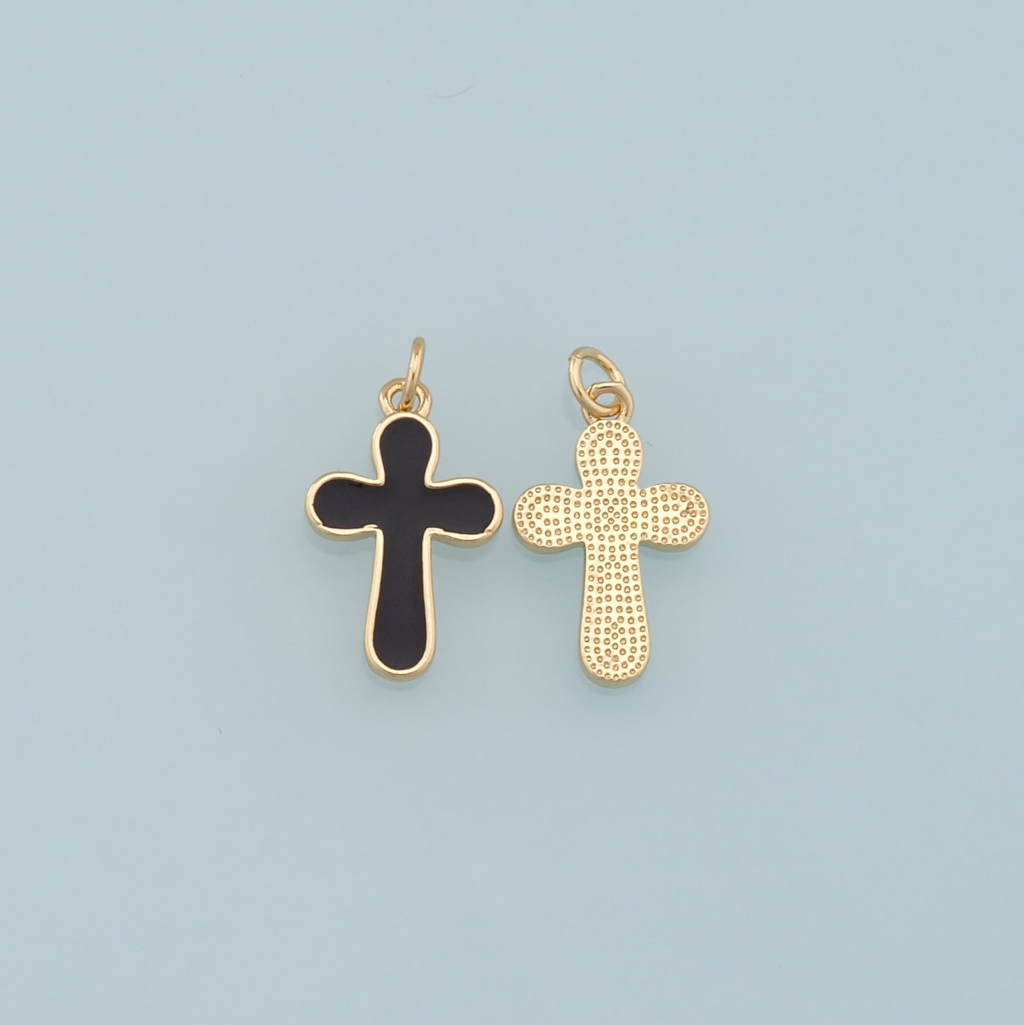 18K Gold Filled Cross Pendant,Enamel Cross Charm Bracelet Necklace for DIY Jewelry Making Supply