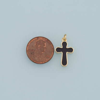 18K Gold Filled Cross Pendant,Enamel Cross Charm Bracelet Necklace for DIY Jewelry Making Supply