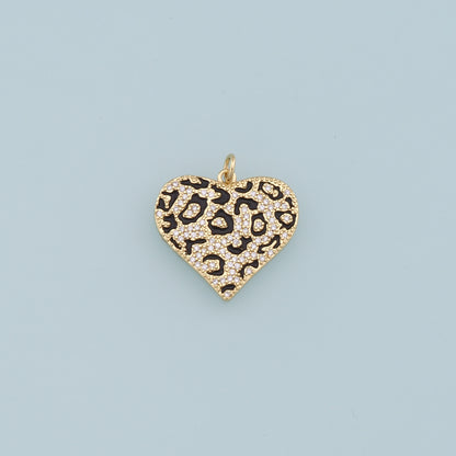 18K Gold Filled CZ Heart Pendant,Heart Charm Bracelet Necklace for DIY Jewelry Making Supply