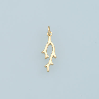 Gold Branches Charms,18K Gold Filled Branches Pendant,Branches Charm Bracelet Necklace for DIY Jewelry Making Supply